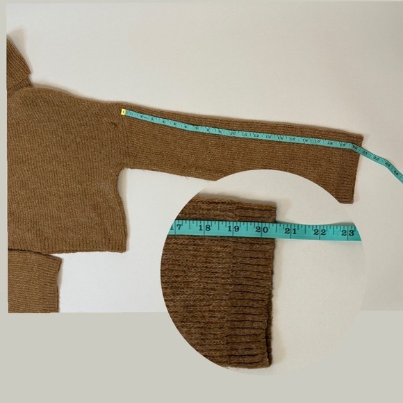 Brown‎ Ribbed Knit Turtleneck Cropped Sweater Long Sleeve Casual Chic - Picture 6 of 11